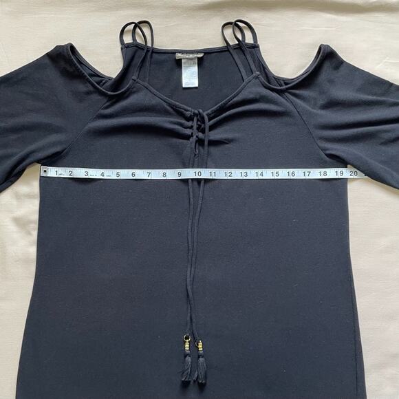 Tommy Bahama Black Cold Shoulder Style Mixed Fabric Dress Size Small - Picture 4 of 5